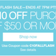 $10 off $50 purchases, promo code C10FALLFLASH